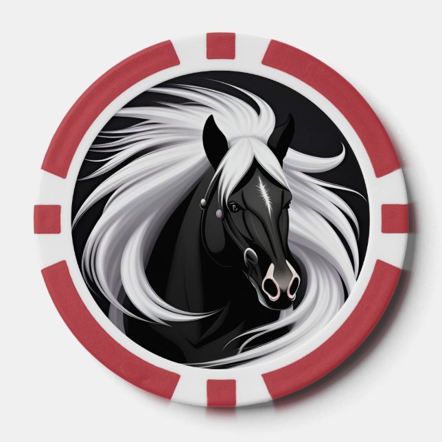 Magnificent Black Horse Poker Chips (Front)