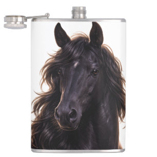 Magnificent Black Stallion Hip Flask