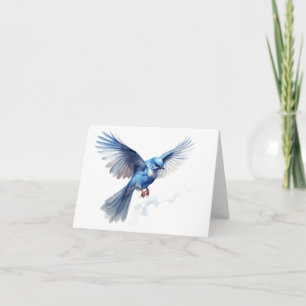 Magnificent Blue Bird Flying BLANK Card