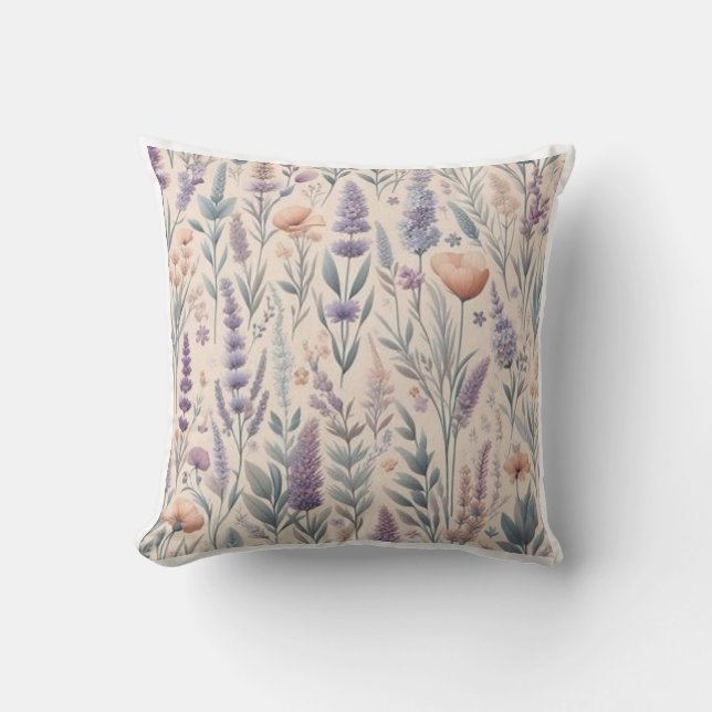 Magnificent Botanical lavender  Cushion (Front)