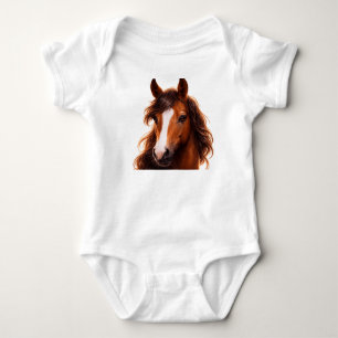 Magnificent Brown Horse Baby Bodysuit
