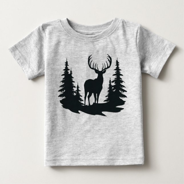 Magnificent Buck Among Pine Trees Baby T-Shirt (Front)
