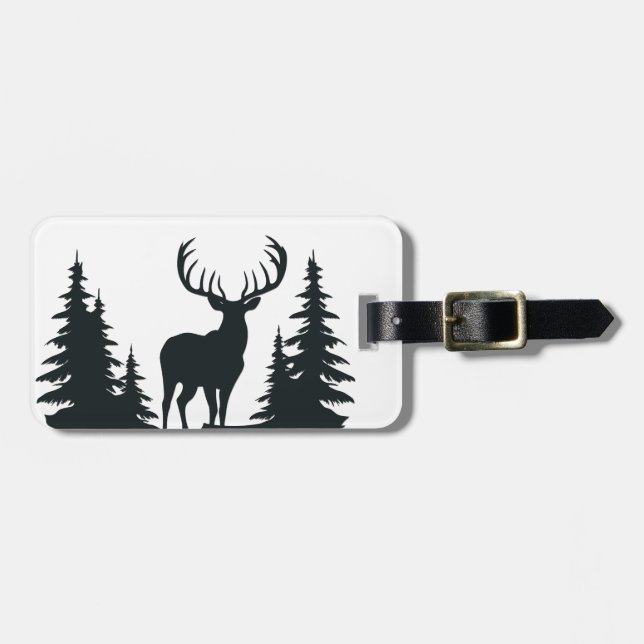 Magnificent Buck Among Pine Trees Luggage Tag (Front Horizontal)