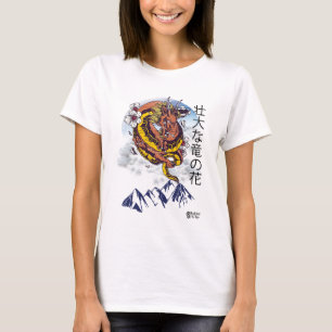 Magnificent Dragon Flower Women White T-Shirt