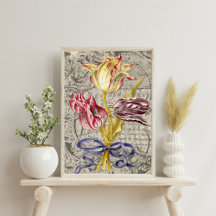 Magnificent Dutch Striped Tulips Decoupage Paper