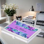 Magnificent hydrangea blossoms, personalised business card holder<br><div class="desc">This business card case features magnificent hydrangea blossoms combined into a lush,  floral pattern. Colours in turqouise,  lavender,  blue. Custom text and colour!</div>