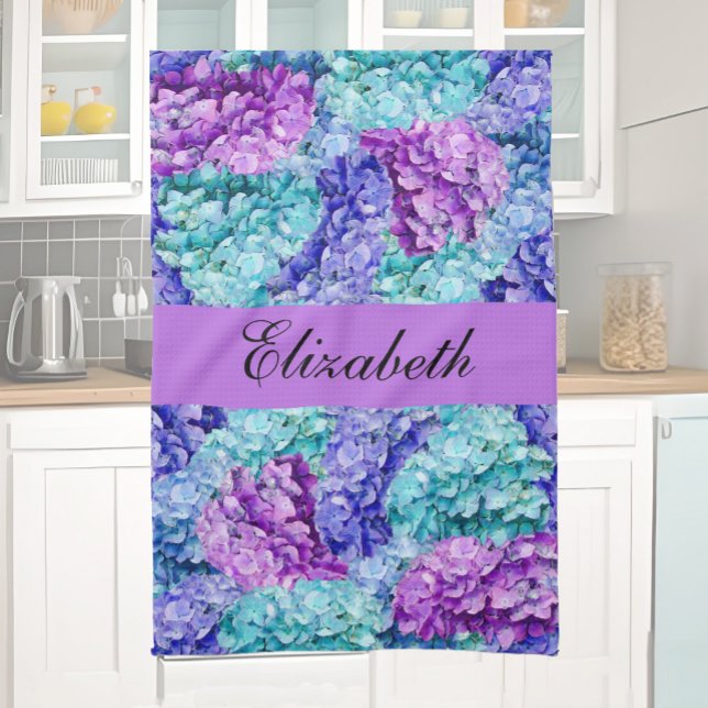 Magnificent hydrangea blossoms, personalizable    tea towel (Creator Uploaded)
