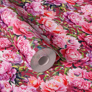 Magnificent Love Peonies on Ruby Red Wallpaper