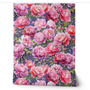 Magnificent Love peonies on violet amethyst Wallpaper