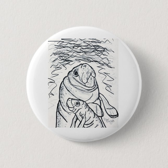 Magnificent Manatee 6 Cm Round Badge (Front)
