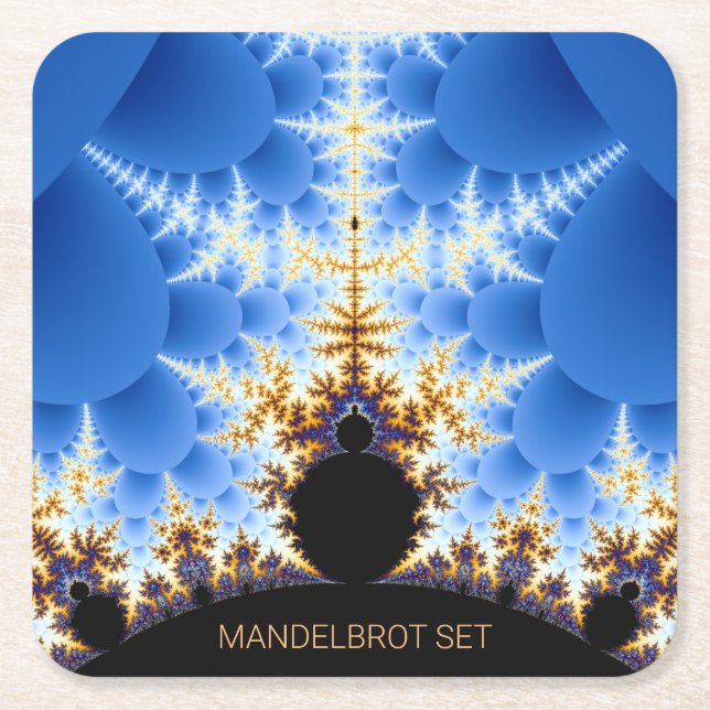 Magnificent Mandelbrot Fractal Square Paper Coaster (Front)