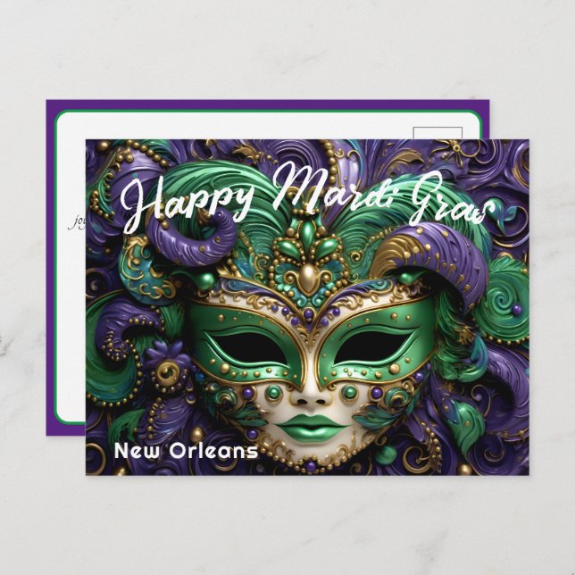💚💜💛 Magnificent Mardi Gras Postcard (Front/Back)