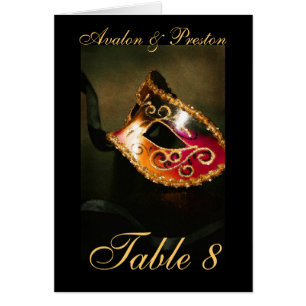Magnificent Masqurade Mask Table Number Card