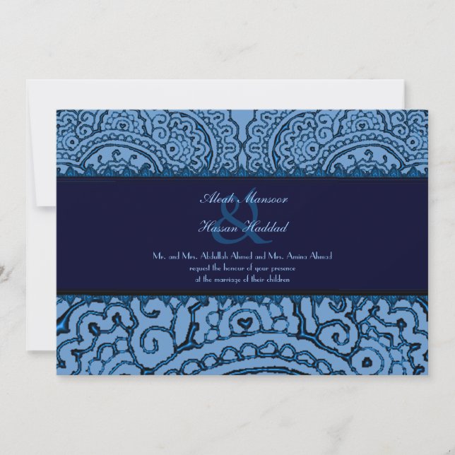 Magnificent Mehndi Mandalas (Blue) Wedding Invitation (Front)