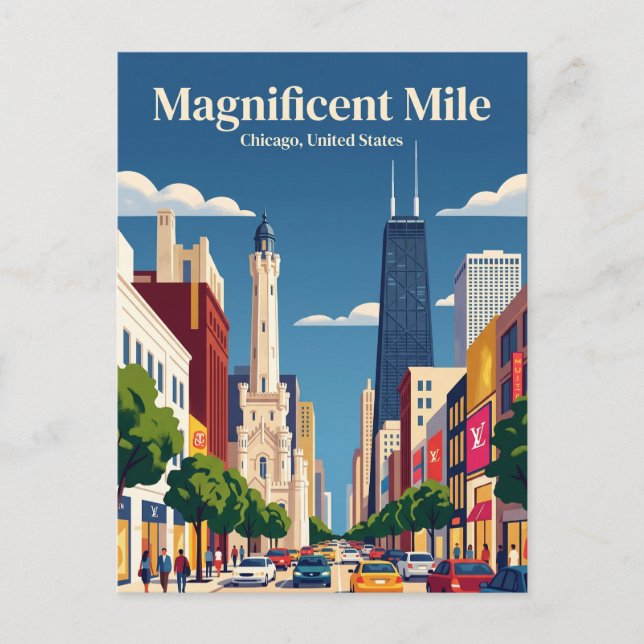 Magnificent Mile Illinois Postcard (Front)