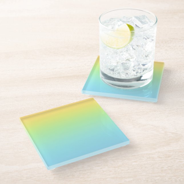 Magnificent Pastel Rainbow Wedding Glass Coaster (Angled)