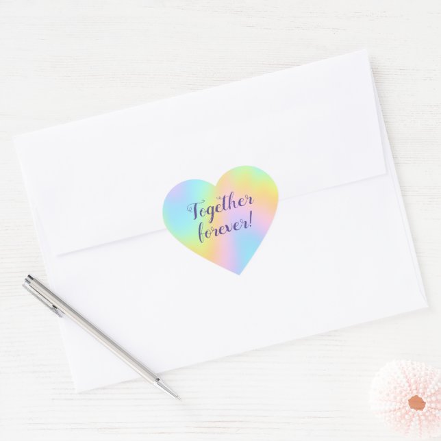 Magnificent Pastel Rainbow Wedding  Heart Sticker (Envelope)
