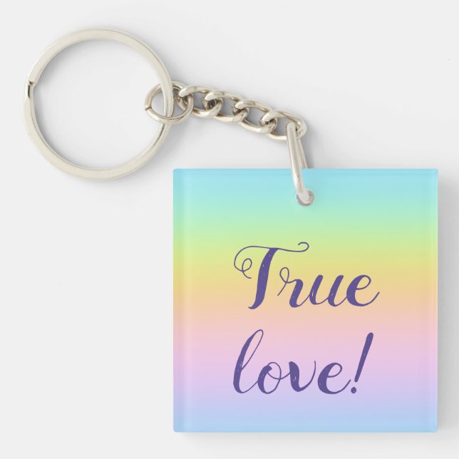 Magnificent Pastel Rainbow Wedding Key Ring (Front)