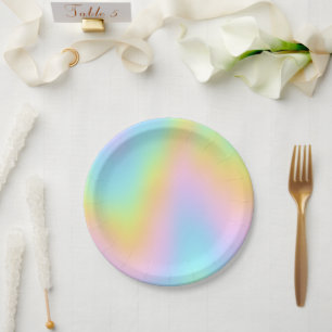 Magnificent Pastel Rainbow Wedding Paper Plate