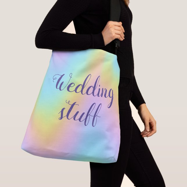 Magnificent Pastel Rainbow "Wedding Stuff" Crossbody Bag (Close Up)