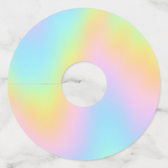 Magnificent Pastel Rainbow Wedding Wine Glass Tag (Front)