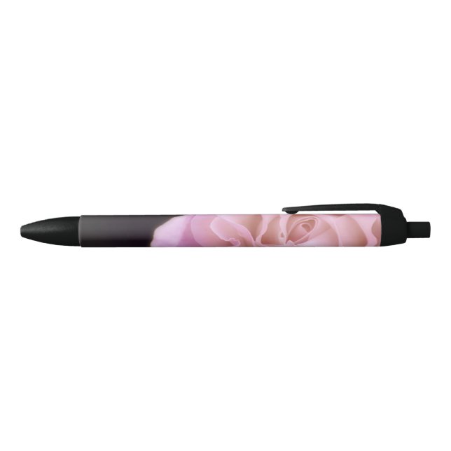 Magnificent Pink Rose Black Ink Pen (Top)