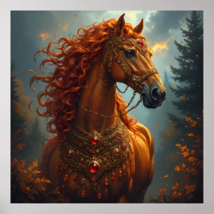 Magnificent red horse poster