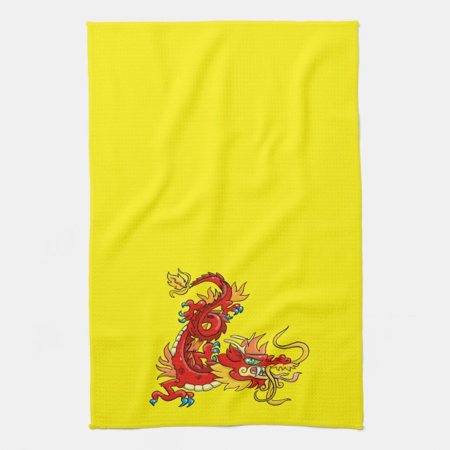 Magnificent Red Imperial Dragon Kitchen Towel (Vertical)