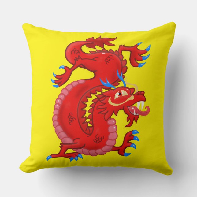 Magnificent, Red, Oriental Dragon Cushion (Front)