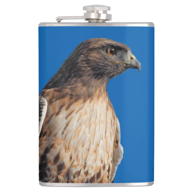 Magnificent Red-Tailed Hawk in the Sun Hip Flask (Front)