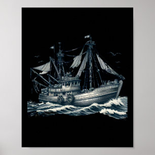 Magnificent Sailing Ship At Sea Sticker  Poster