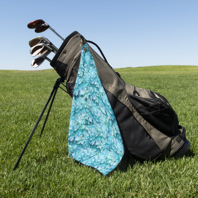 Magnificent, turquoise hydrangea blossoms golf towel (Green)