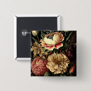 Magnificent Vintage Floral Arrangement 15 Cm Square Badge