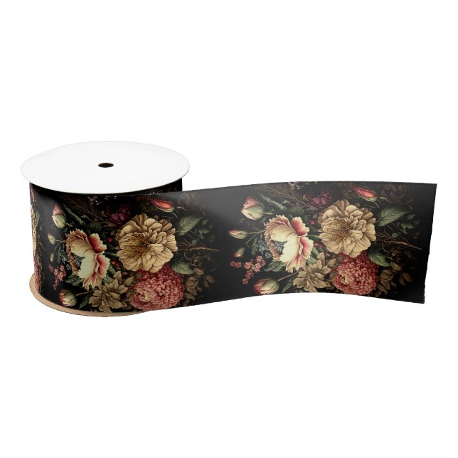 Magnificent Vintage Floral Arrangement  Satin Ribbon (Spool)