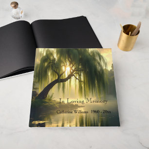 Magnificent weeping willow by a pond, condolence guest book