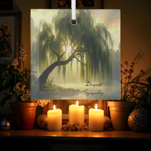 Magnificent weeping willow by a pond, custom  glass tree decoration