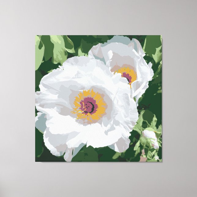 Magnificent white peony on canvas (Front)