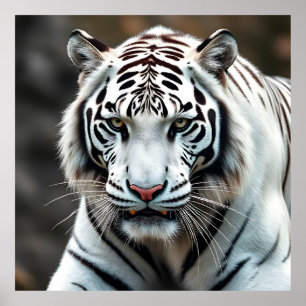 Magnificent White Tiger in the Wild Poster
