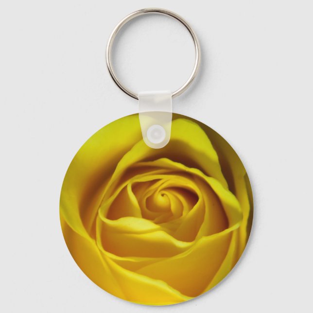 Magnificent yellow rose macro picture key ring (Front)