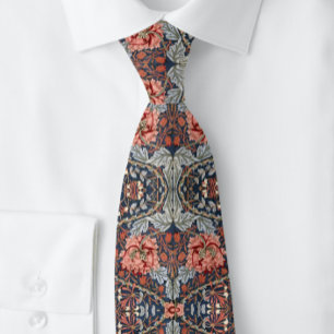 Magnificient William*Morris  Grey Orange Thistle Tie