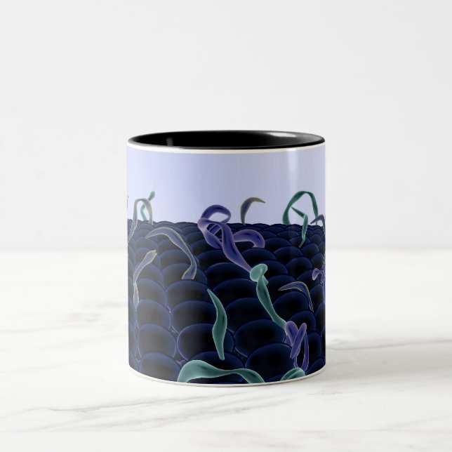 Magnified cell membrane Two-Tone coffee mug (Center)