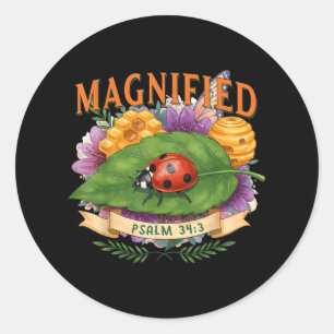 Magnified Christian Bible Verse Summer Vibes Relig Classic Round Sticker