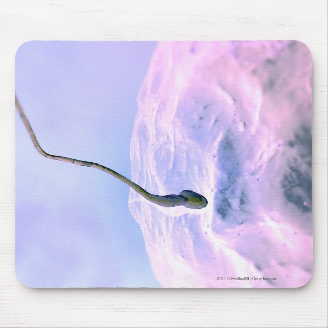 Magnified look at a sperm fertilising an egg mouse pad (Front)
