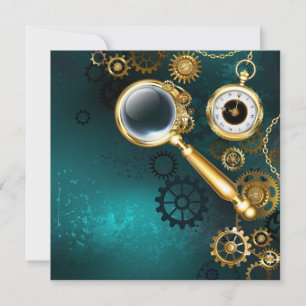 Magnifier in Steampunk Style Announcement