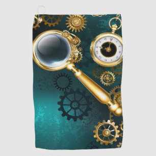 Magnifier in Steampunk Style Golf Towel