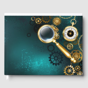Magnifier in Steampunk Style Guest Book