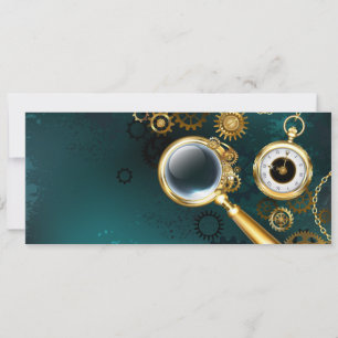 Magnifier in Steampunk Style Holiday Card