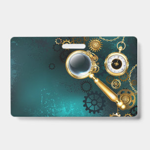 Magnifier in Steampunk Style ID Badge