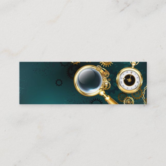 Magnifier in Steampunk Style Mini Business Card (Front)