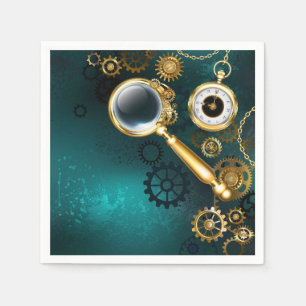 Magnifier in Steampunk Style Napkin